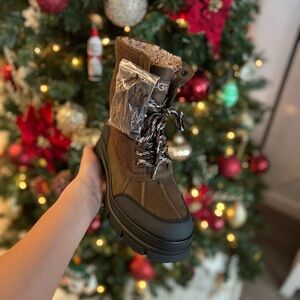 UGG Brown and Black Lace-Up Boots